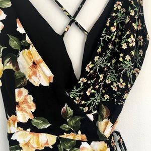 Top shop black floral rap dress.